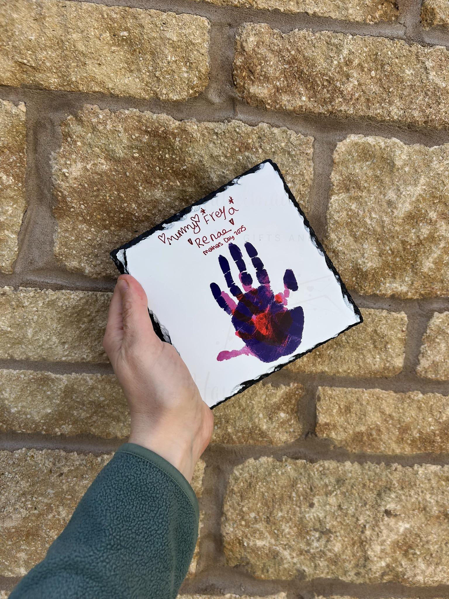 Personalised Slate|Childs Artwork|Hand & Footprints|Mothers Day Fathers Day Christmas Birthday Gift Idea|Memory Token|Handwriting