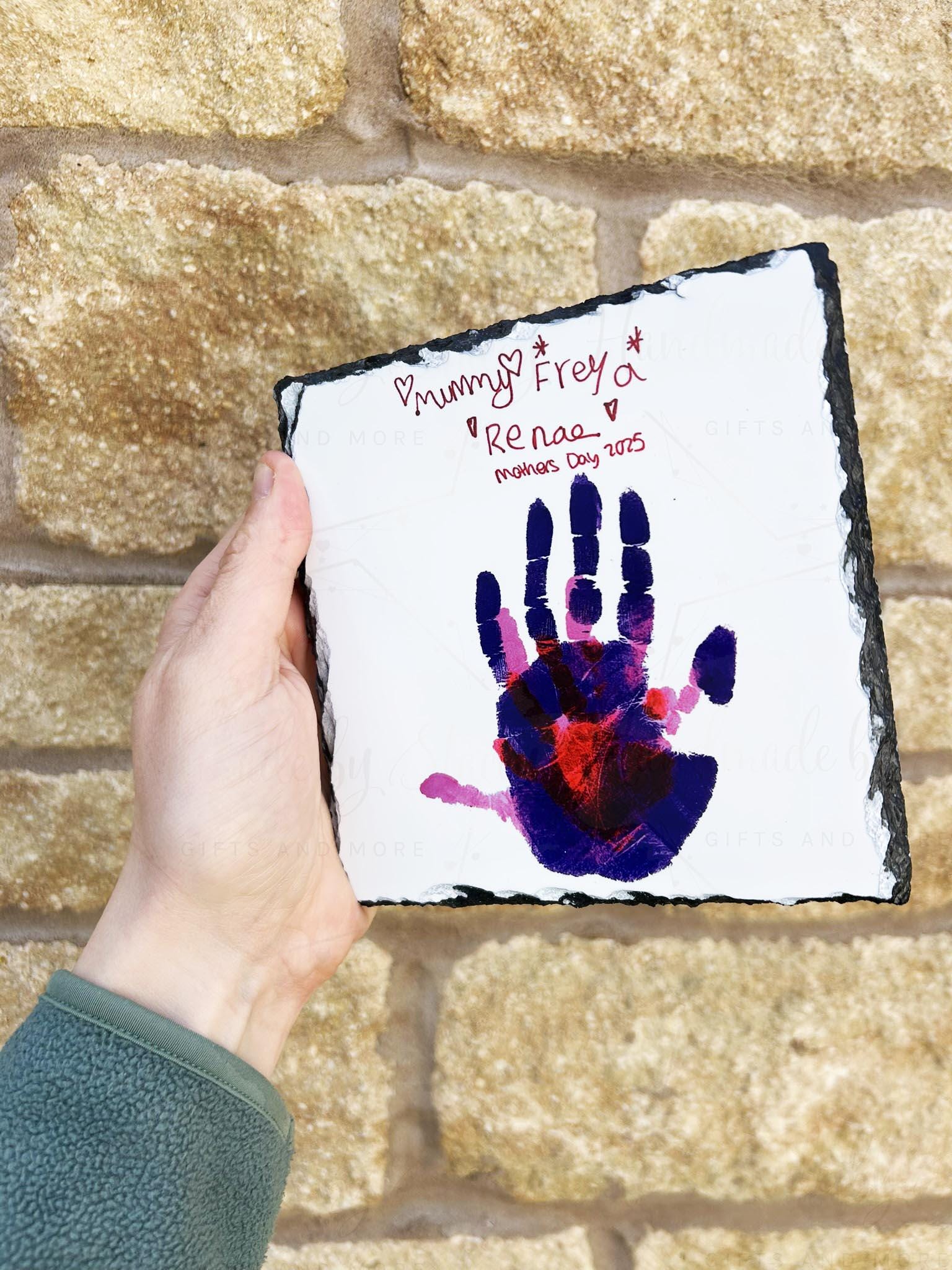 Personalised Slate|Childs Artwork|Hand & Footprints|Mothers Day Fathers Day Christmas Birthday Gift Idea|Memory Token|Handwriting