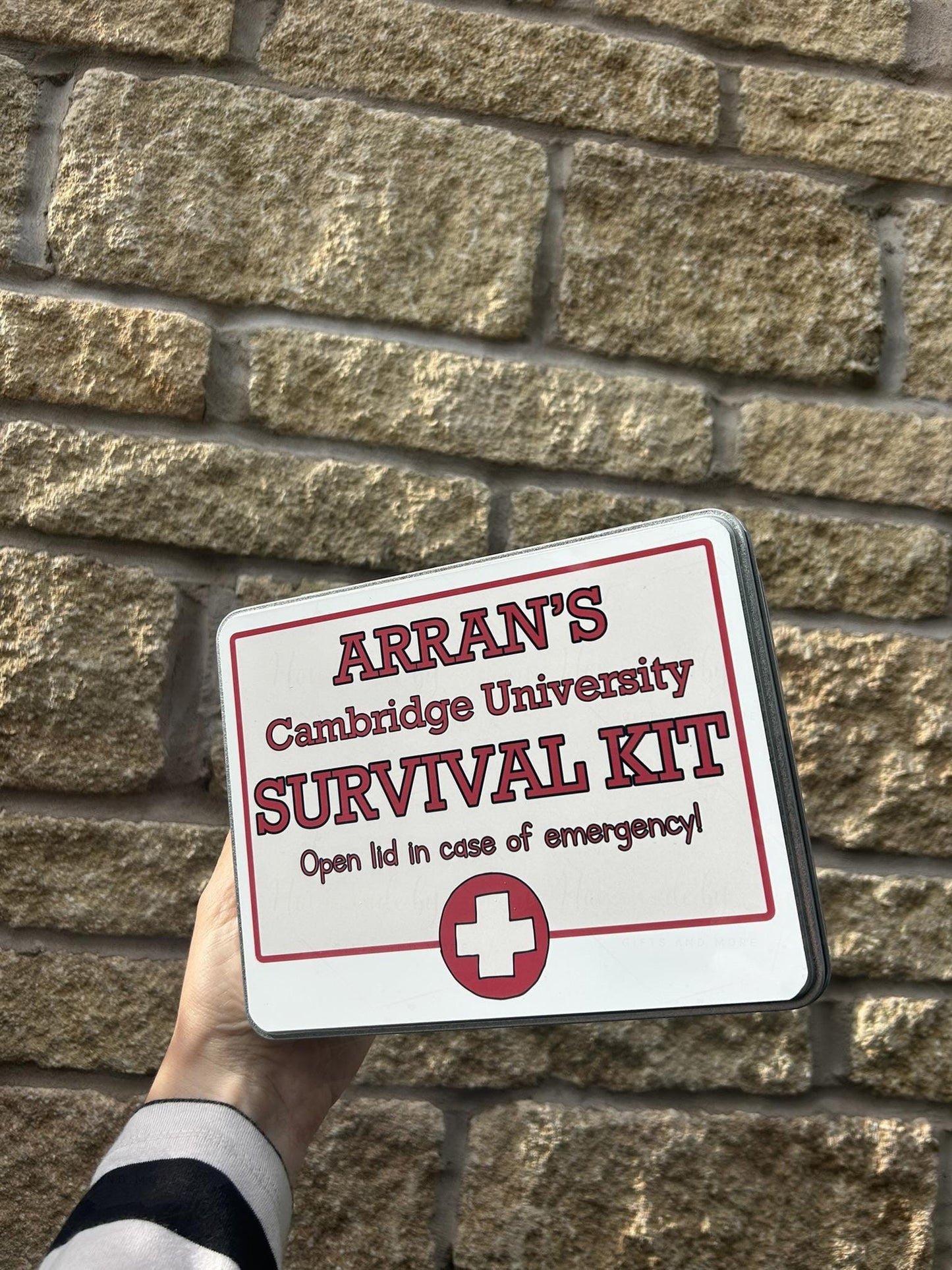 Personalised Novelty Metal Tin|Survival Kit|Red Alert|University Student|First Aid Gift|Editable Text|Christmas Birthday