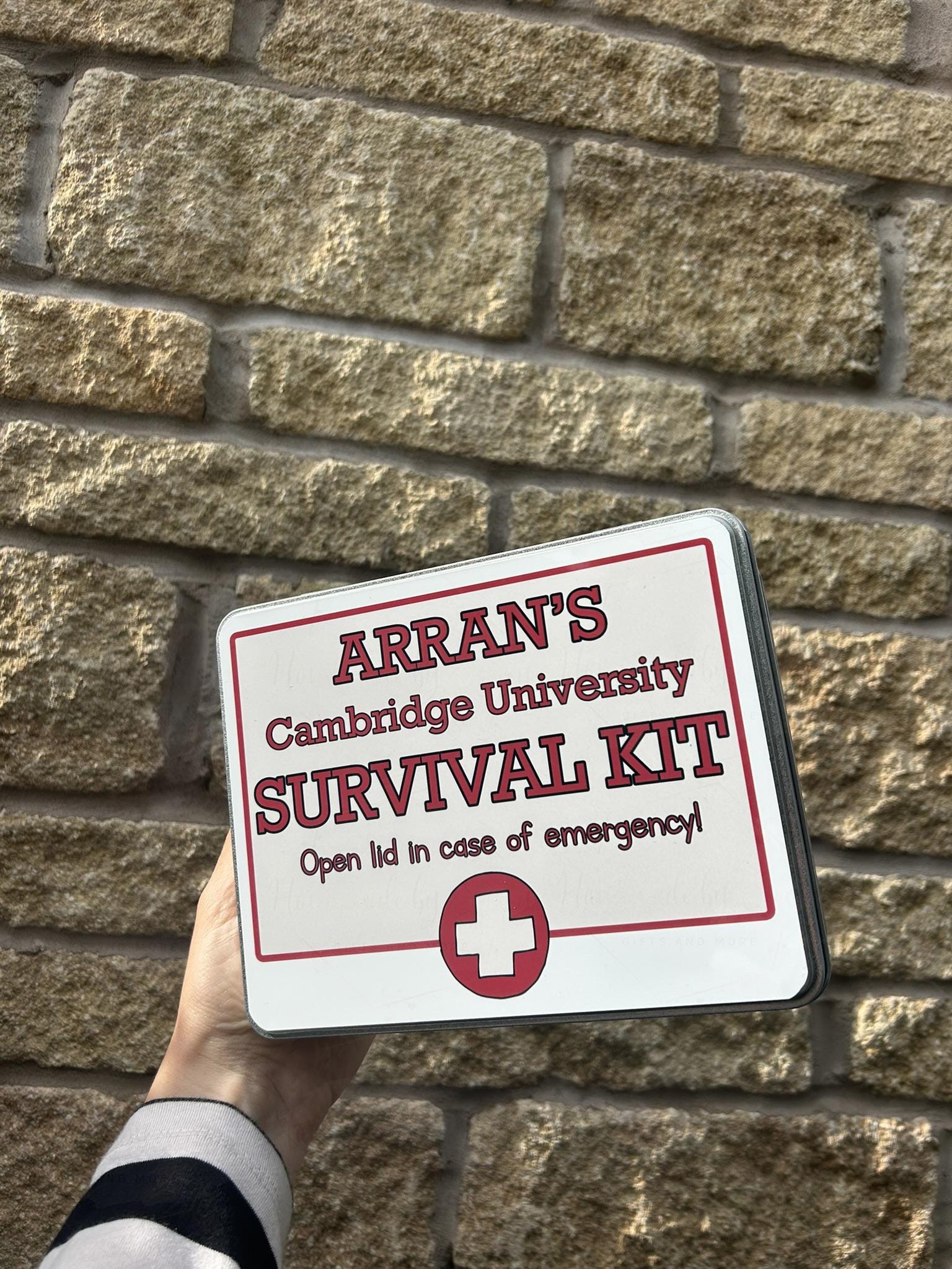 Personalised Novelty Metal Tin|Survival Kit|Red Alert|University Student|First Aid Gift|Editable Text|Christmas Birthday