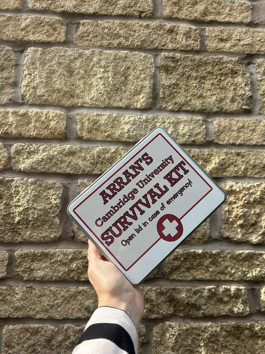 Personalised Novelty Metal Tin|Survival Kit|Red Alert|University Student|First Aid Gift|Editable Text|Christmas Birthday