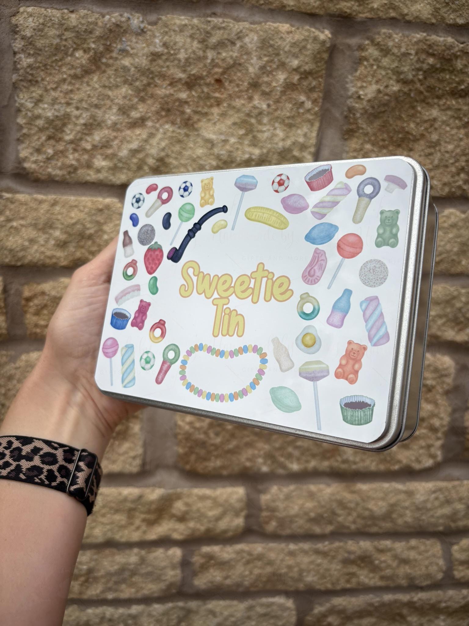 Personalised Metal Sweetie Tin: Editable Text, Fillable Gift Box