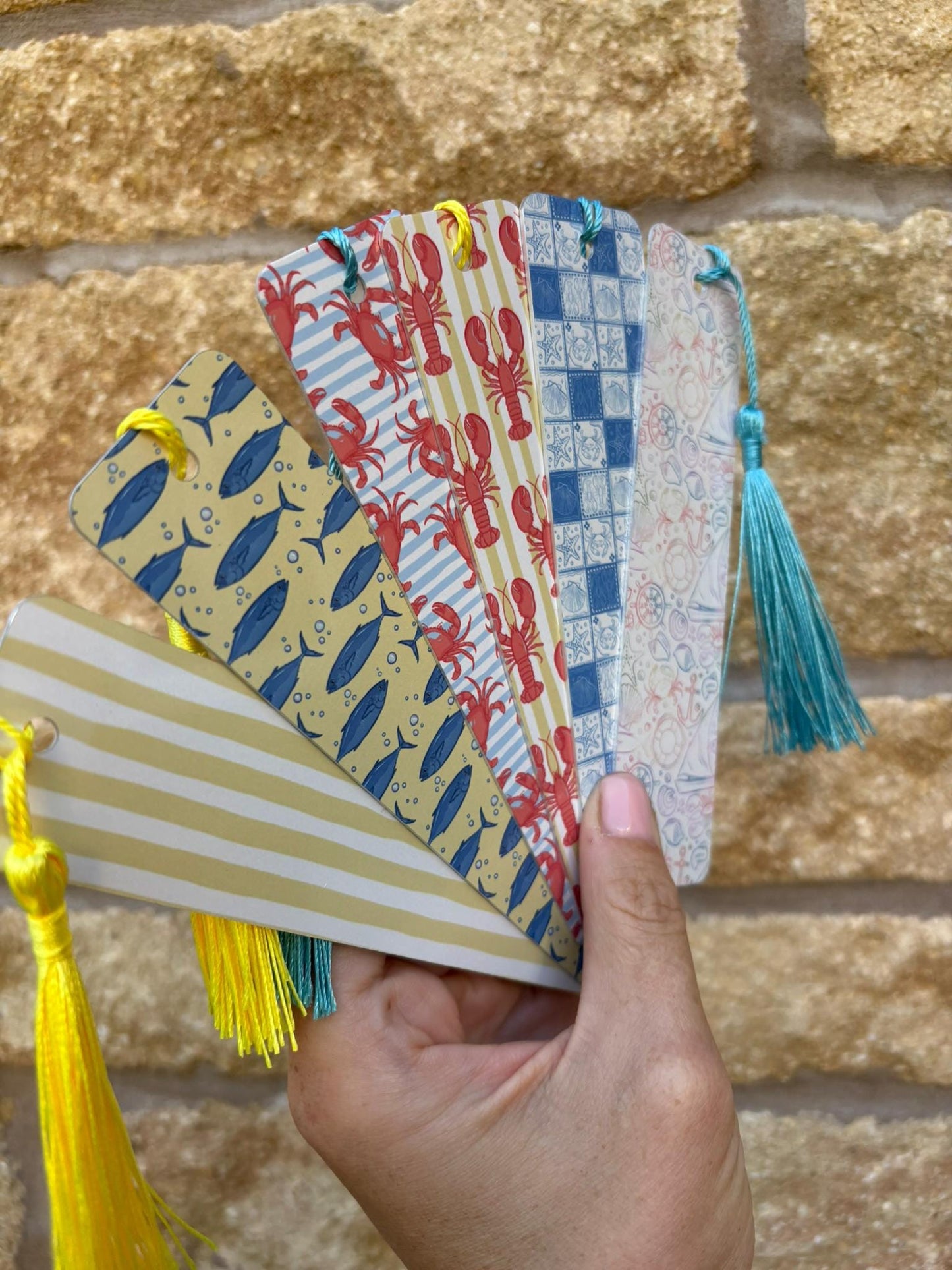 Aluminium Nautical Bookmark & Tassel|Seaside Lobster Seashell Design|UK Made