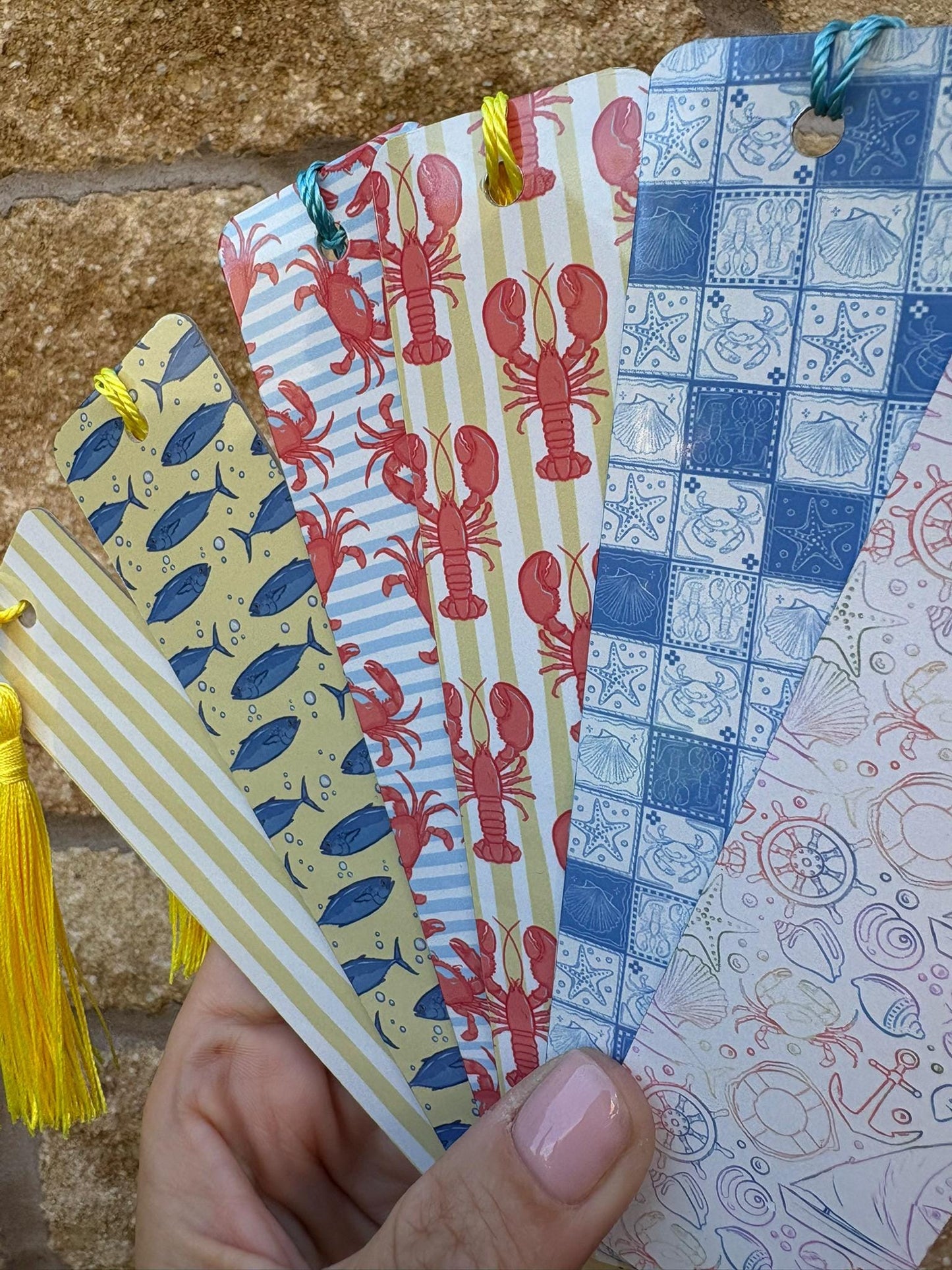 Aluminium Nautical Bookmark & Tassel|Seaside Lobster Seashell Design|UK Made