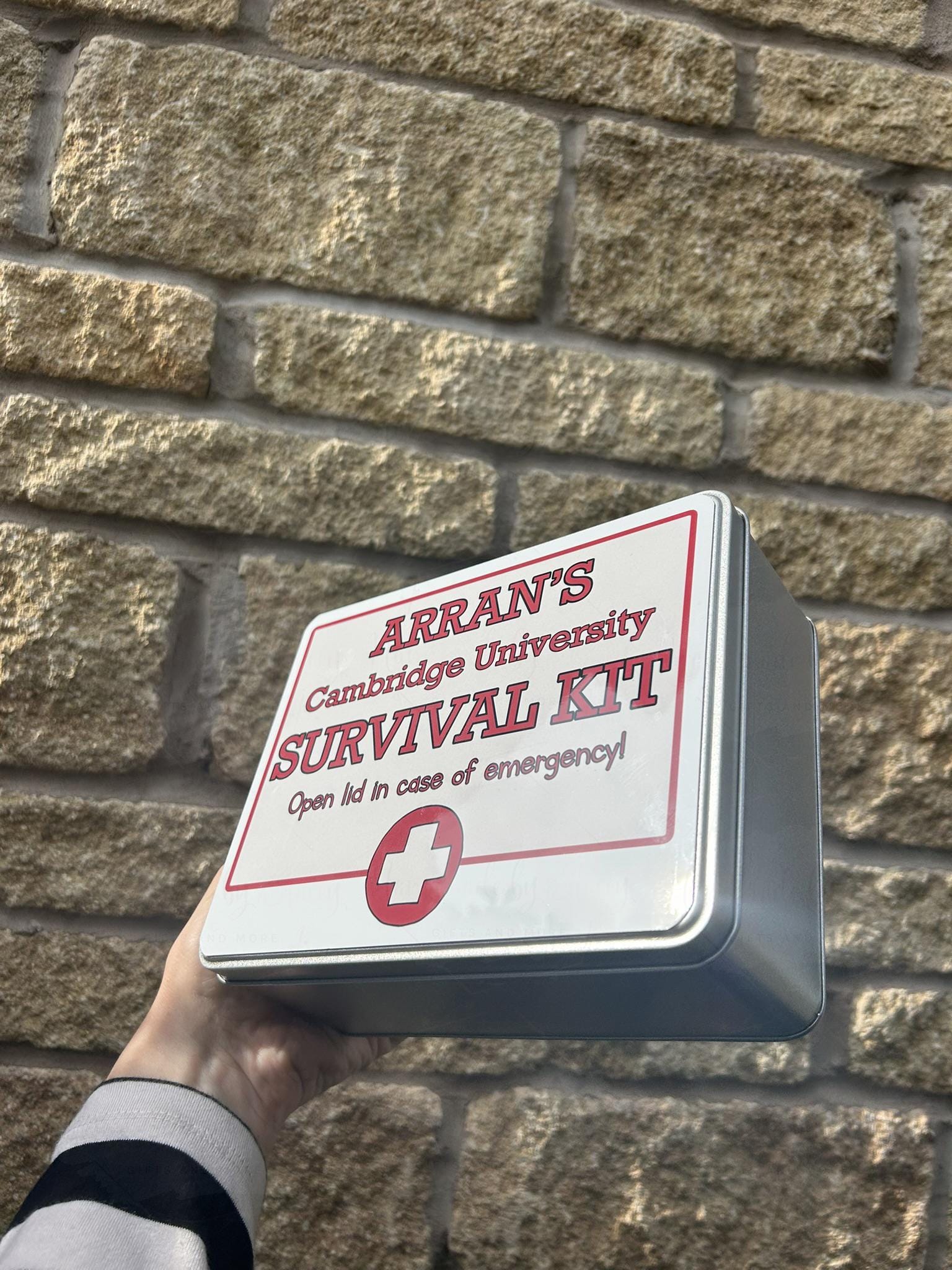 Personalised Novelty Metal Tin|Survival Kit|Red Alert|University Student|First Aid Gift|Editable Text|Christmas Birthday