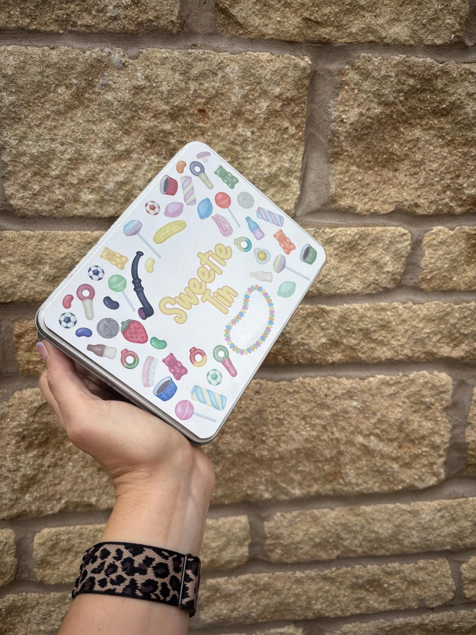 Personalised Metal Sweetie Tin: Editable Text, Fillable Gift Box