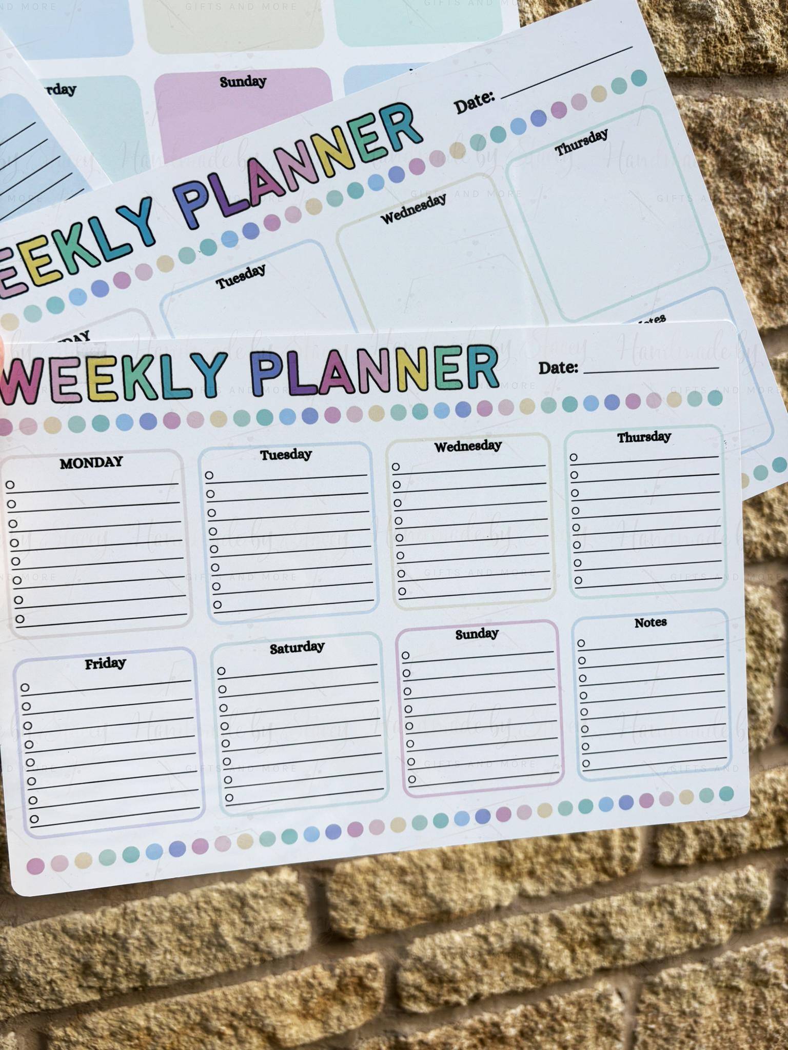 A4 Aluminium Reusable Weekly Whiteboard Planner|Four Designs|Family Organiser