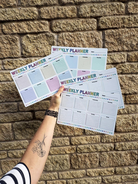 A4 Aluminium Reusable Weekly Whiteboard Planner|Four Designs|Family Organiser