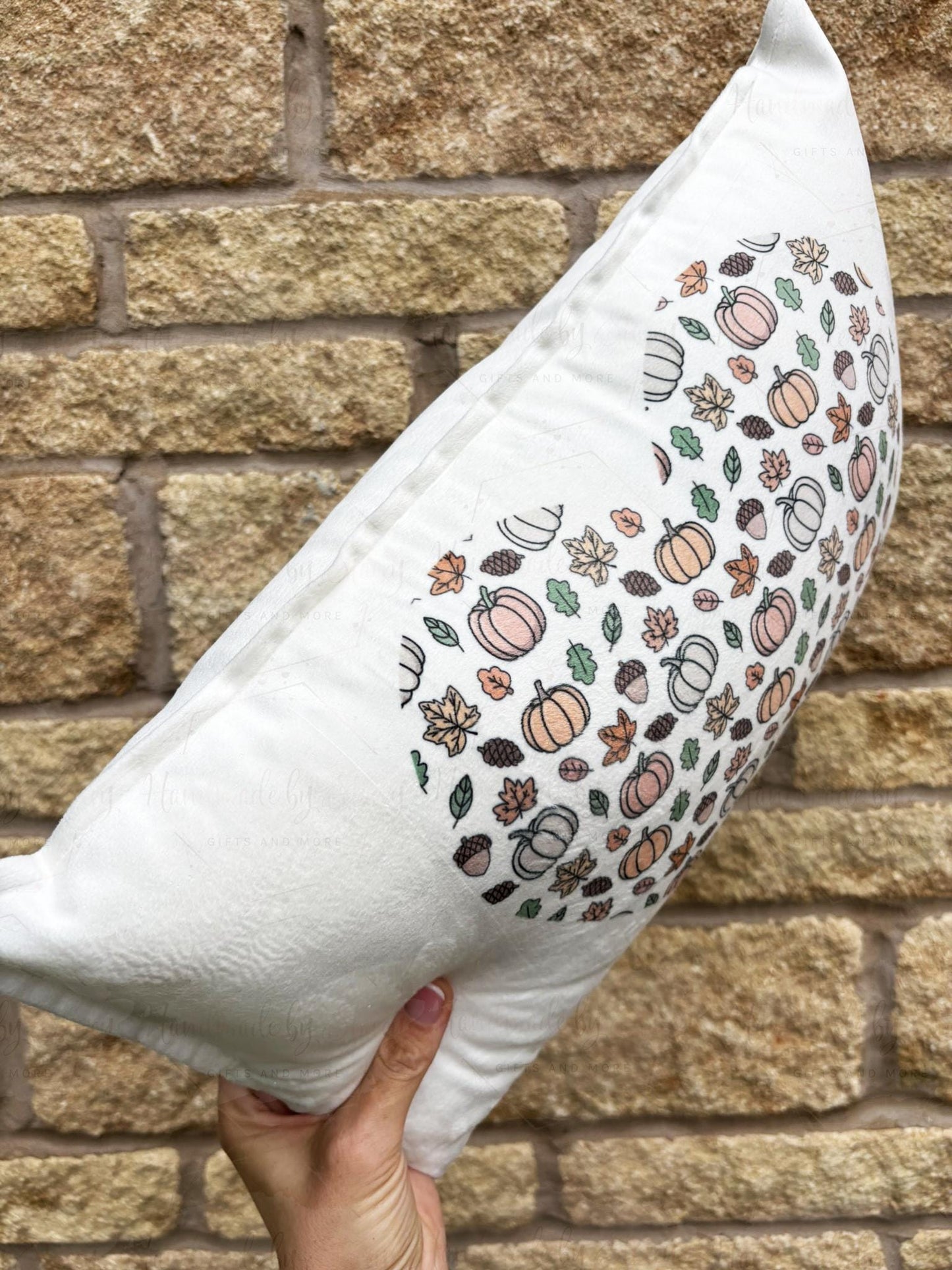 Personalised 30x50cm Pumpkin Cushion Cover|Oblong Shaped Soft Velted Pillow with Inner