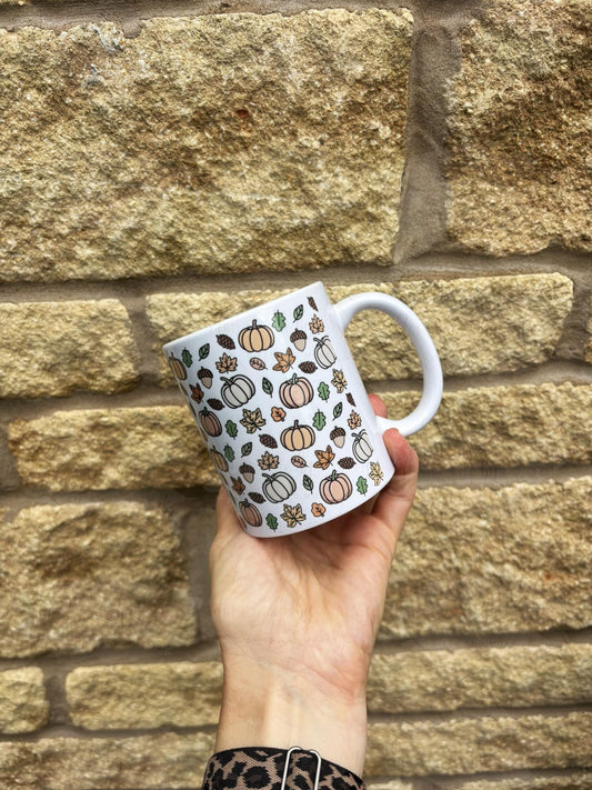 Personalised Pumpkin Mug|Autumnal Harvest Design|Editable Text|