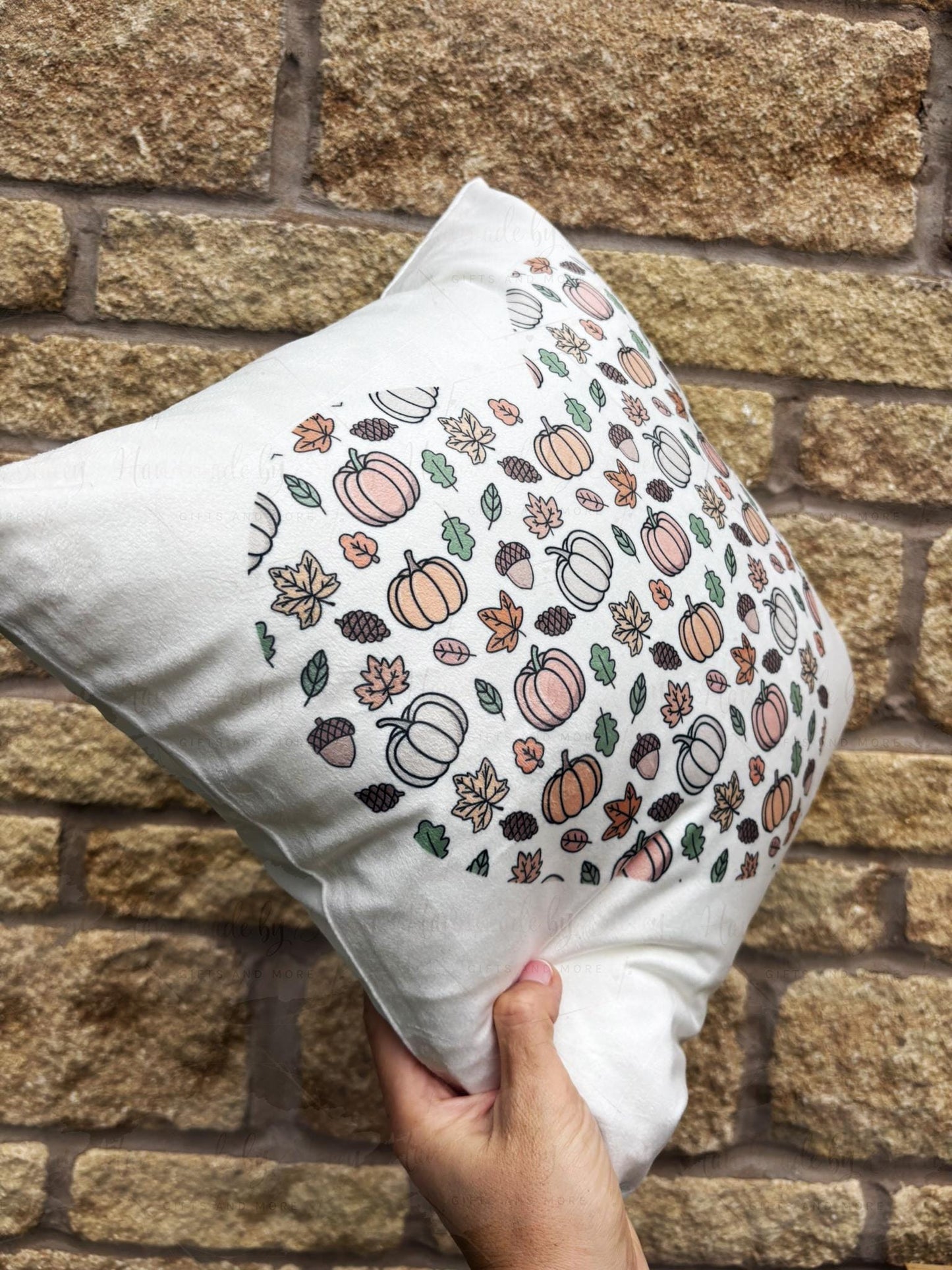 Personalised Pumpkin Cushion|40x40cm Heart Autumnal Gift Idea|Inner Included