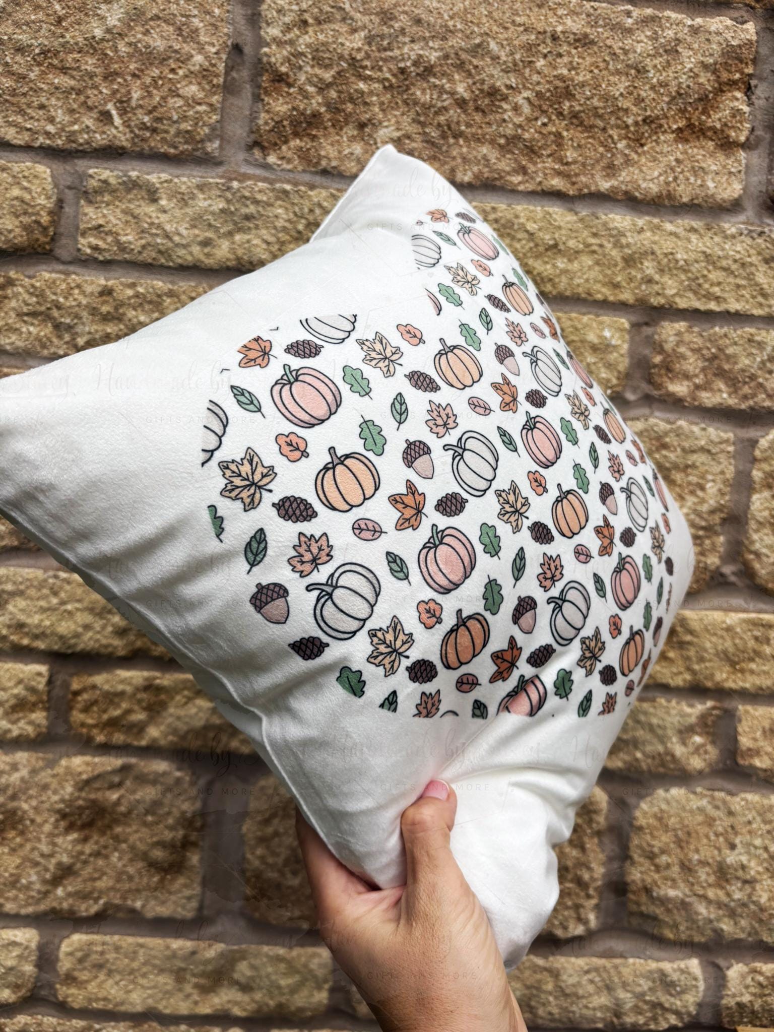 Personalised Pumpkin Cushion|40x40cm Heart Autumnal Gift Idea|Inner Included