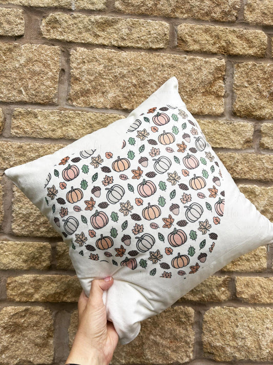 Personalised Pumpkin Cushion|40x40cm Heart Autumnal Gift Idea|Inner Included