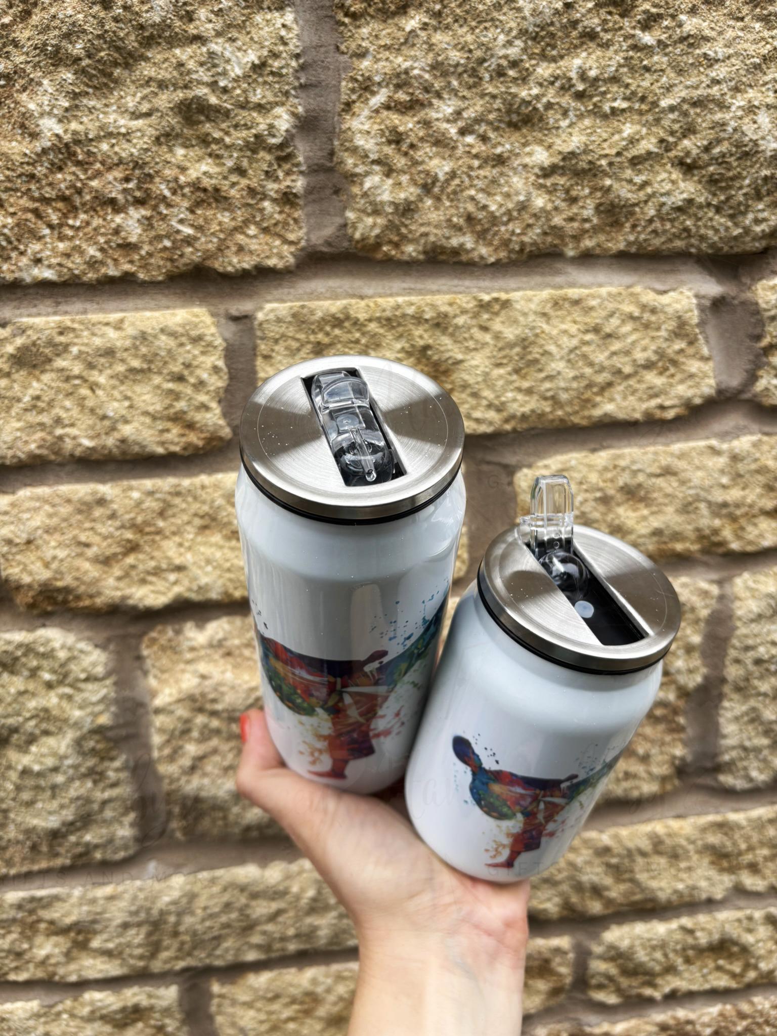 Personalised Male/Female Martial Arts Stainless Steel Can with Straw - Two Sizes Editable Text