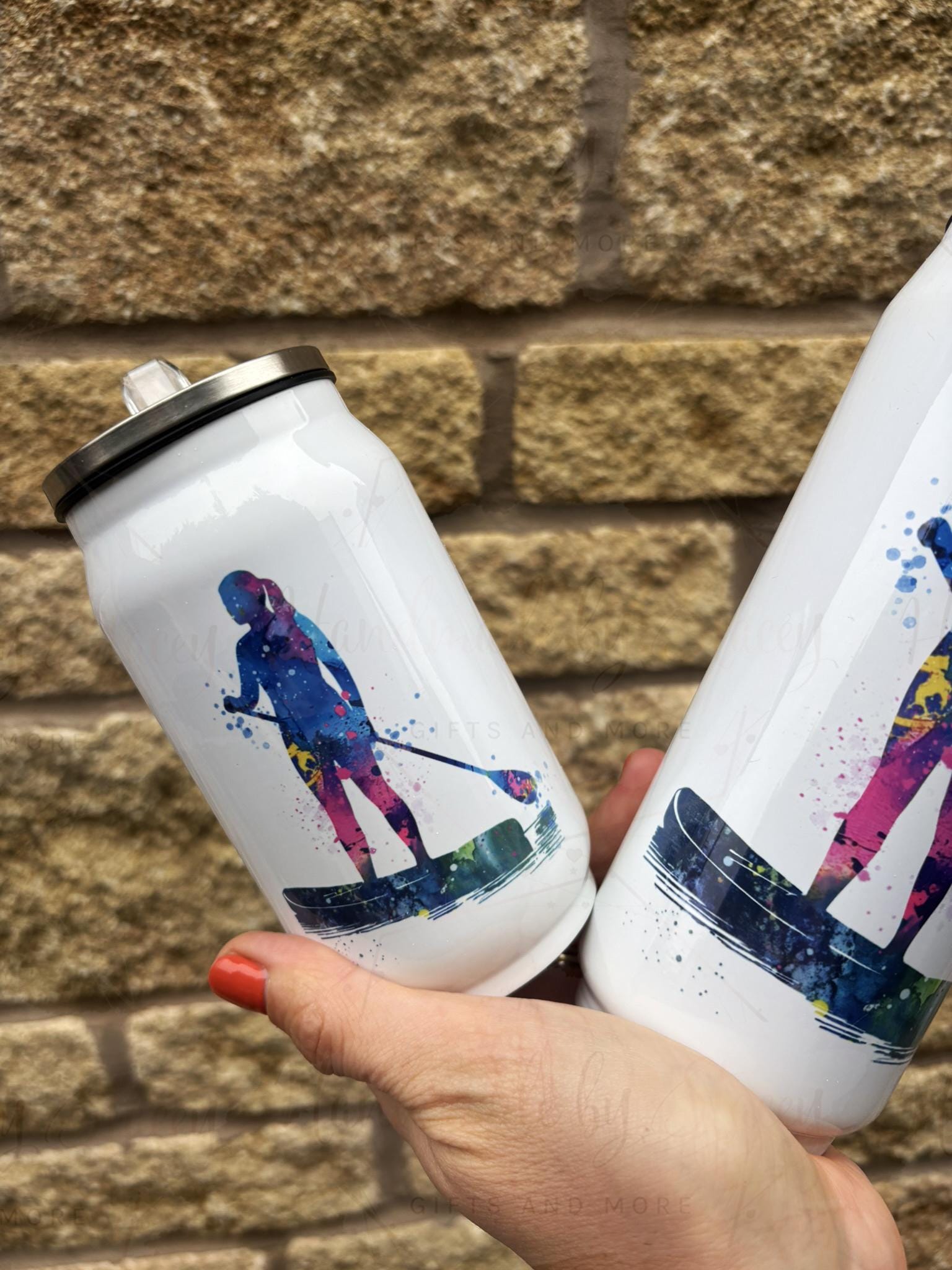 Personalised Boys/Girls Paddle Boarding Stainless Steel Can with Straw - Two Sizes Editable Text