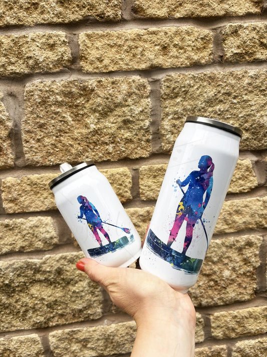 Personalised Boys/Girls Paddle Boarding Stainless Steel Can with Straw - Two Sizes Editable Text