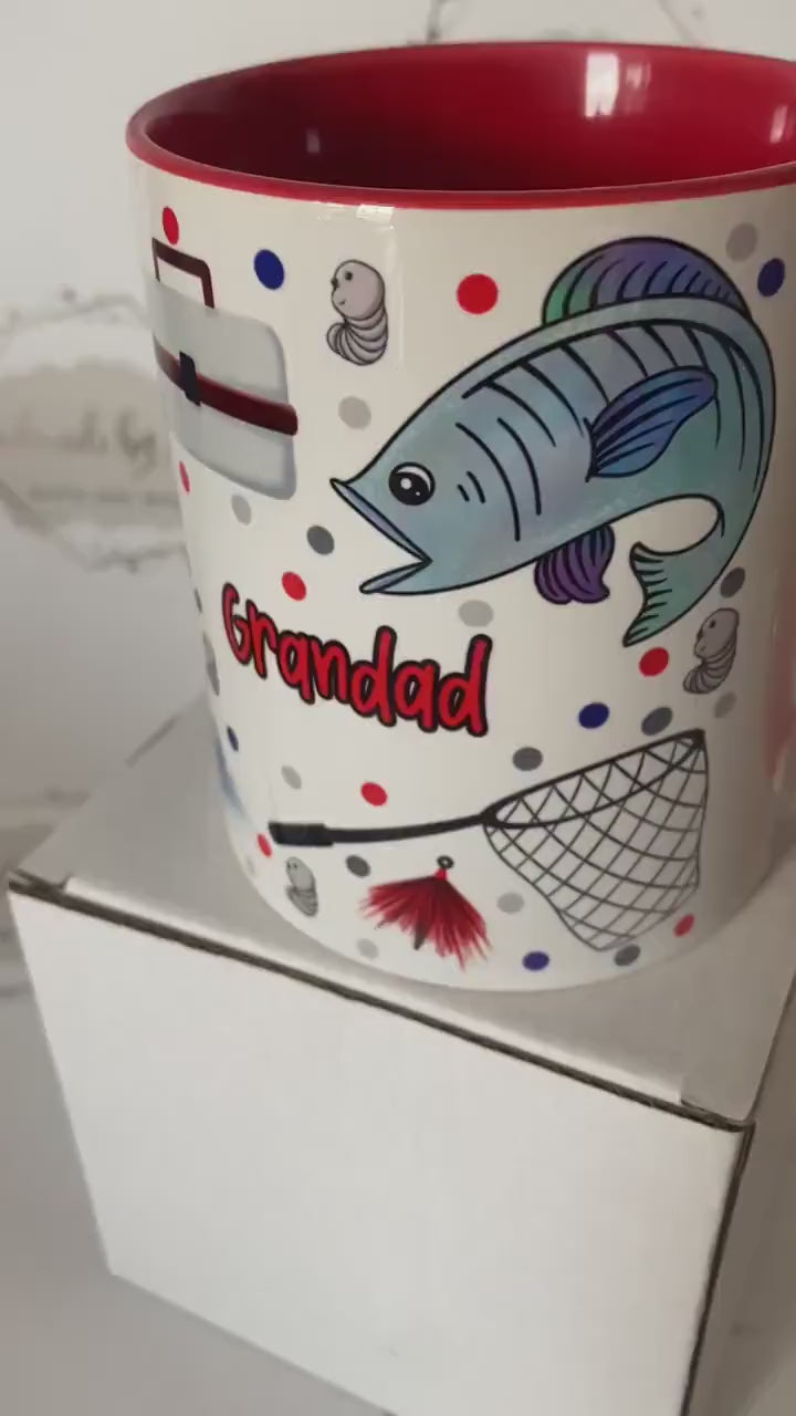 Personalised Ceramic Mug|Fishing Design|Fisherman Gift Idea|Editable Text|Birthday Christmas Gift for Him|Dad|Grandad|Stepdad|