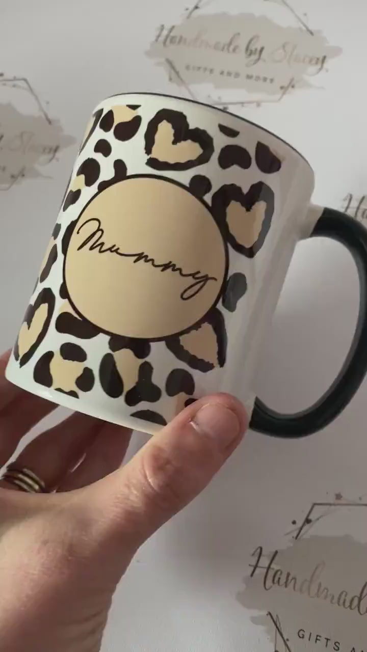 Personalised Ceramic Mug|Leopard Print Funky Style Drinking Cup|Editable Text|Gift Idea for Her|Friend|Mother's Day|Chirstmas