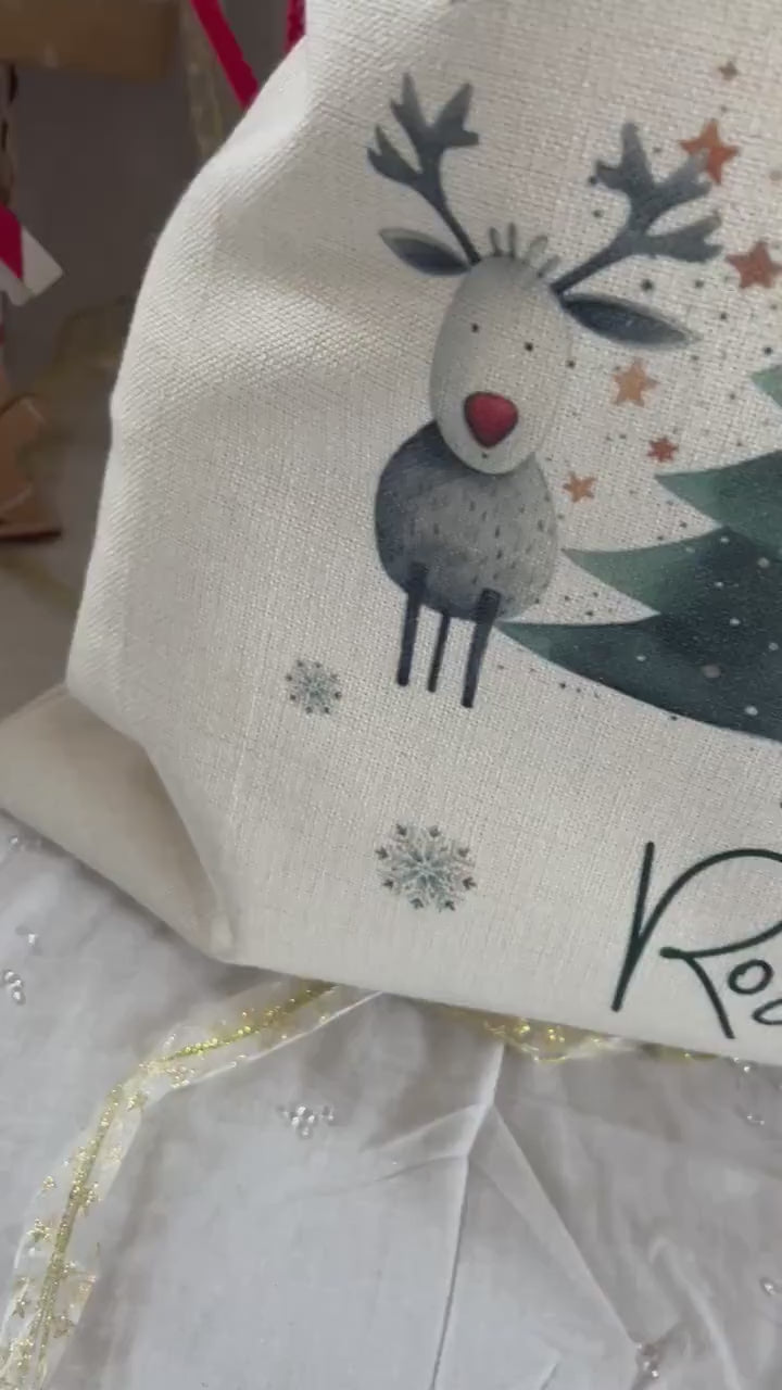 Personalised Christmas Bag|Seasonal Sack/Stocking|Three Styles|Editable Text|Stocking Filler|Xmas Design|Special Delivery|First Christmas