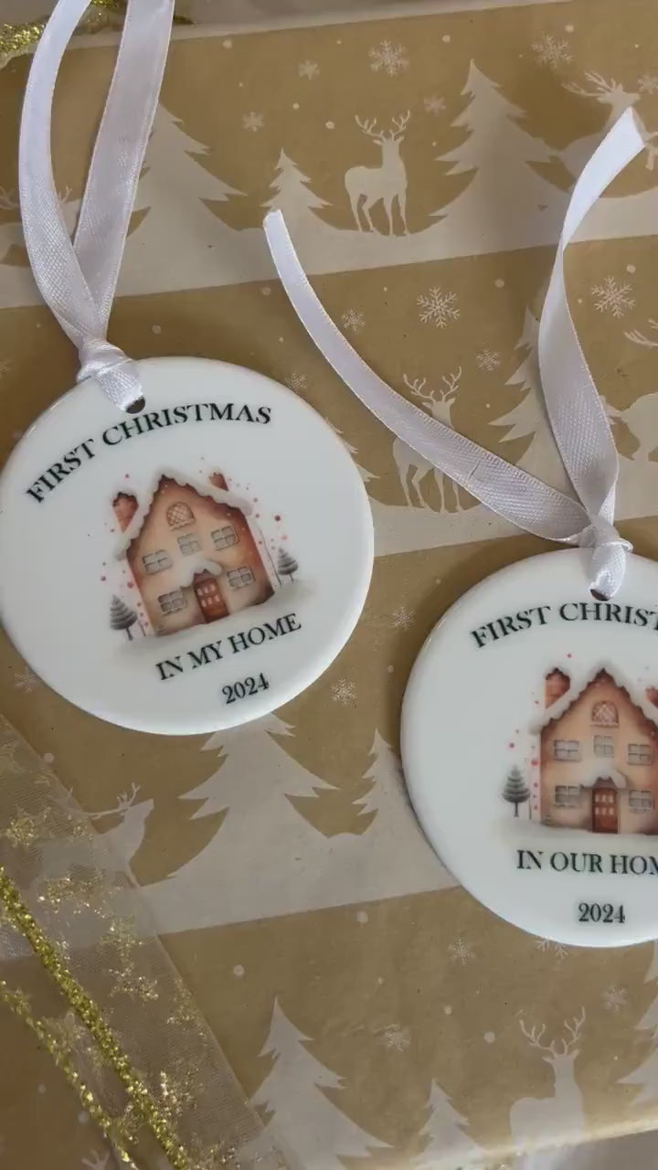 Personalised Christmas Bauble|Ceramic Tree Decoration|Editable Text|First Christmas in New Home|New House|Festive Home Design|Secret Santa