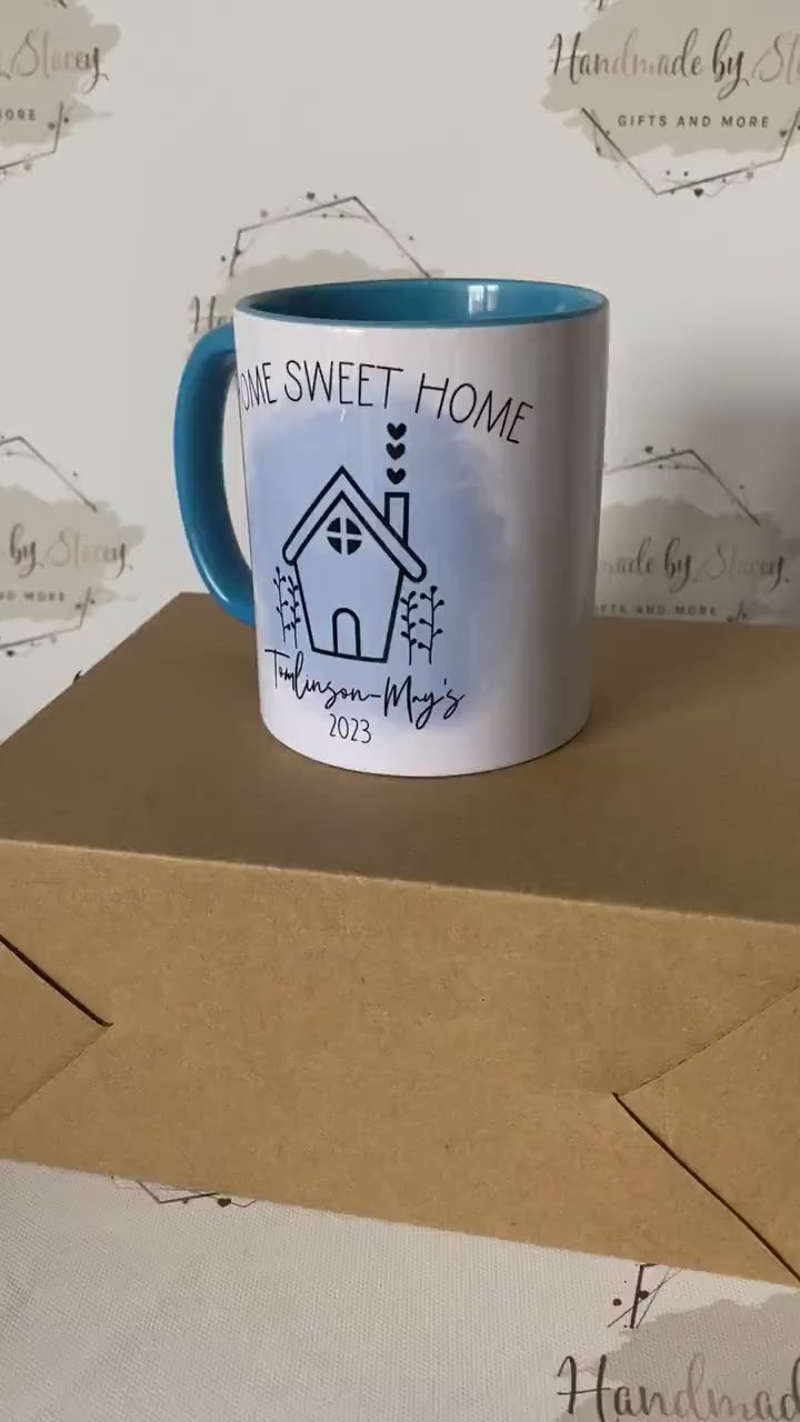 Personalised Ceramic Mug|New Home Mugs|Home Sweet Home Matching Mugs|House Design|Editable Text|First Home Together Gift Idea