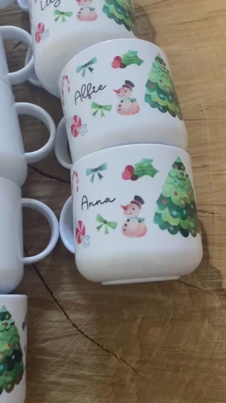 Personalised Christmas Cup|Editable Text Plastic|Ceramic Mug Suitable for Adult & Child|Family Gift Idea for All|Hot Chocolate Xmas Eve Box