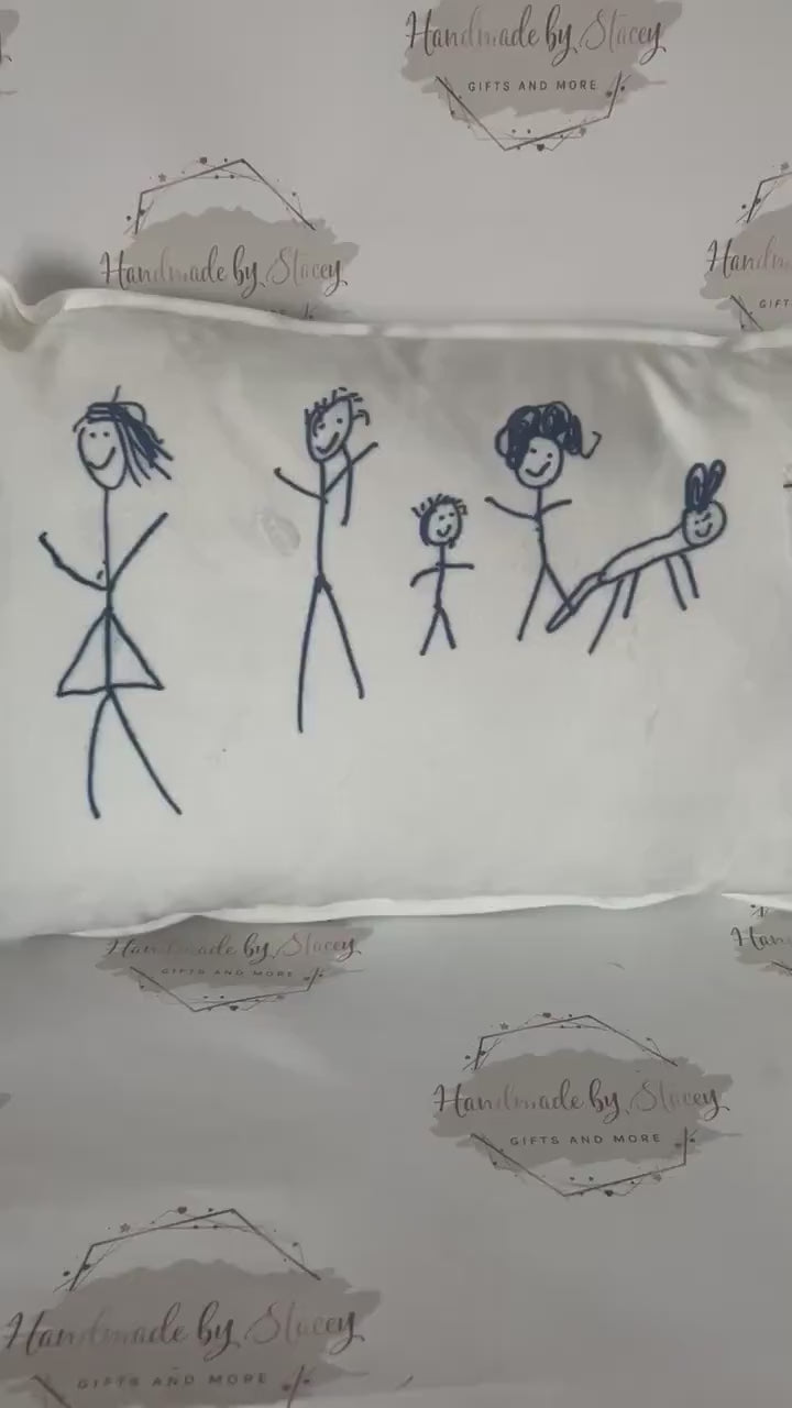 Personalised Cushion Cover|30x50cm Oblong Shaped Soft Velted Pillow with or Without Inner|Custom Child Artwork/Handprints Father Mothers Day