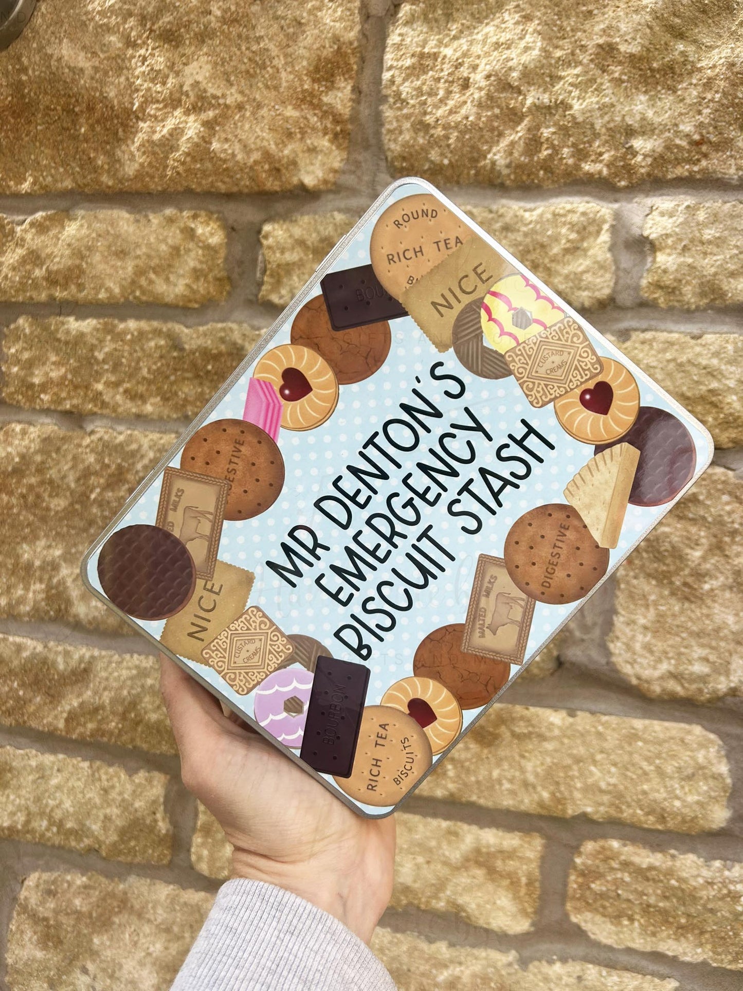 Personalised Novelty Polka Dot Biscuits Metal Tin