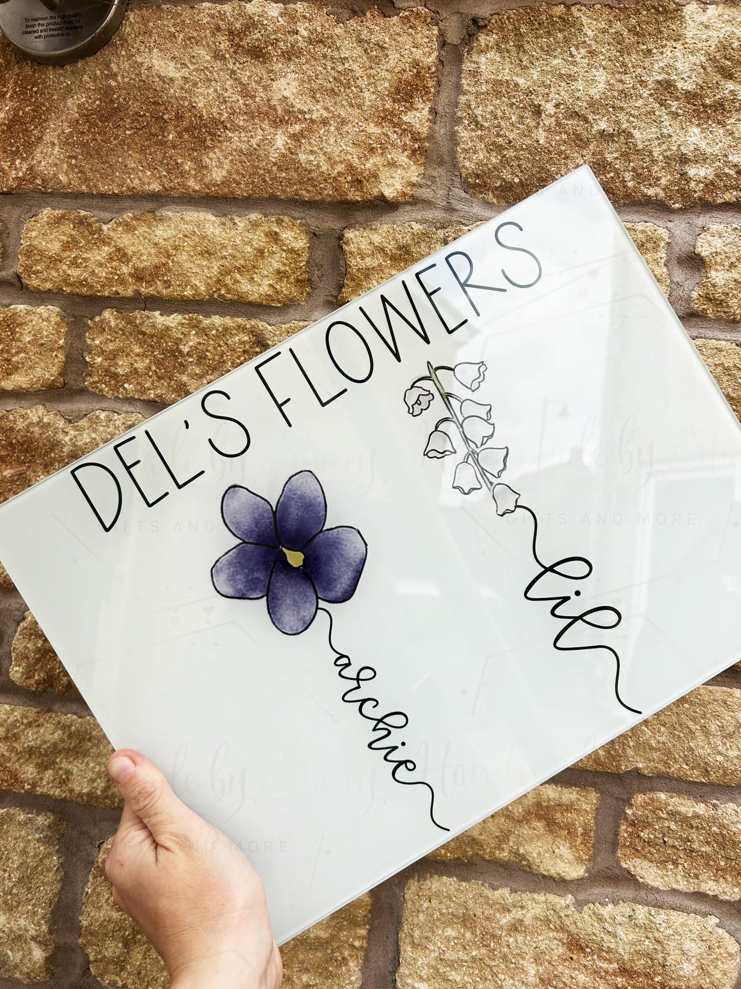 Personalised Birth Flower Glass Chopping Board