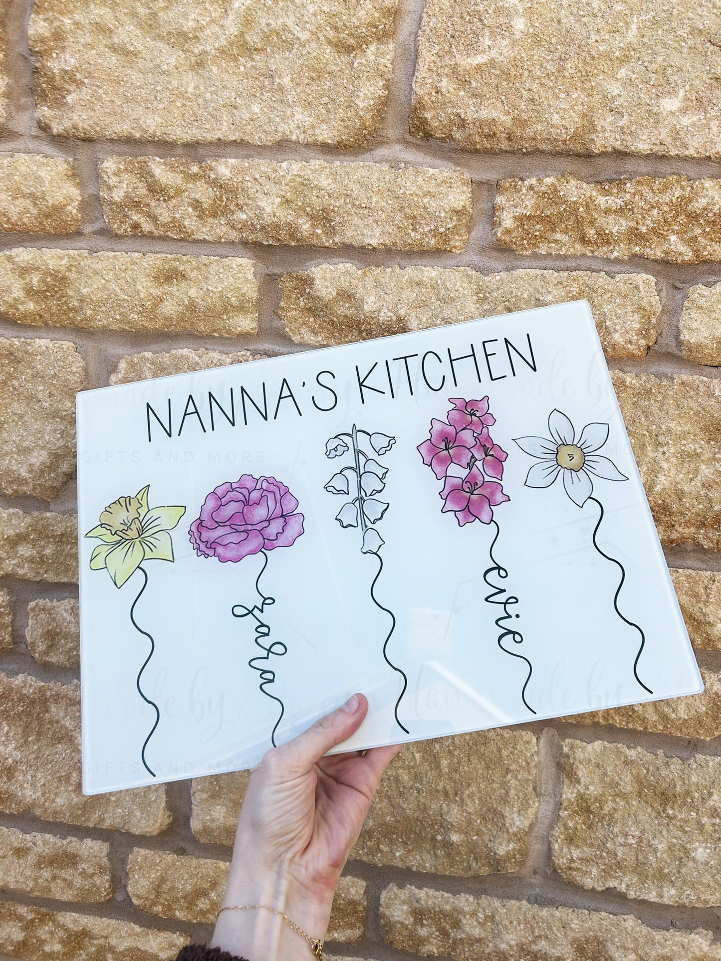 Personalised Birth Flower Glass Chopping Board