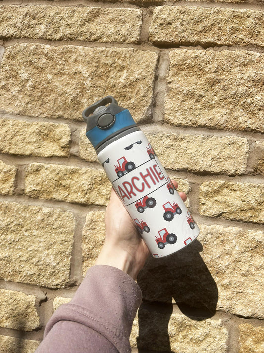 Personalised Child's Red Tractor Water Bottle
