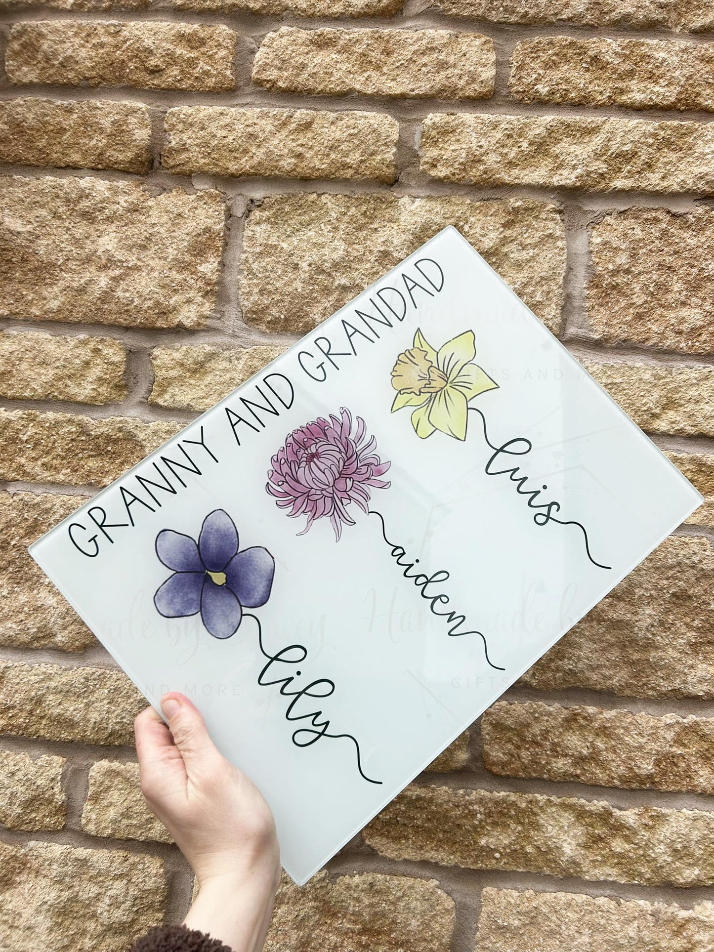 Personalised Birth Flower Glass Chopping Board