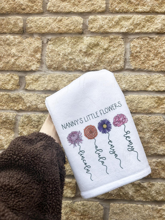 Personalised Birth Flower Kitchen Tea Towel