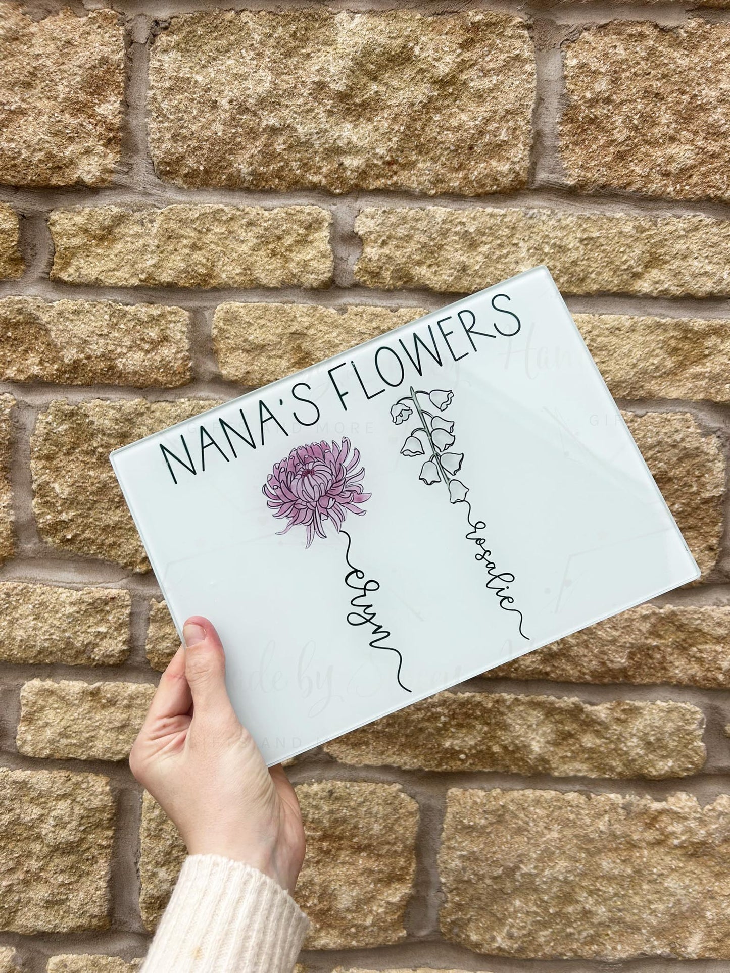 Personalised Birth Flower Glass Chopping Board