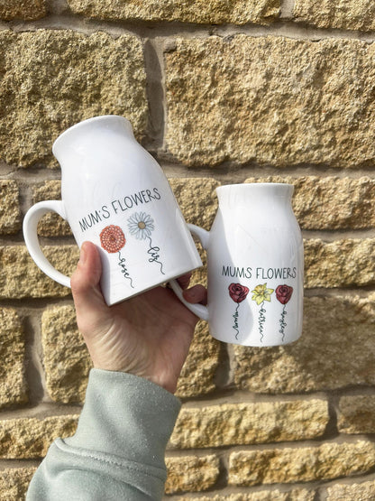 Personalised Birth Flower Vase Jug