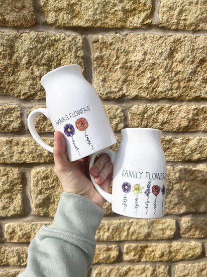 Personalised Birth Flower Vase Jug
