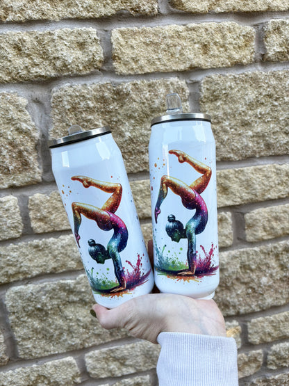 Personalised Girls Gymnast Stainless Steel Can with Straw - Two Sizes Editable Text