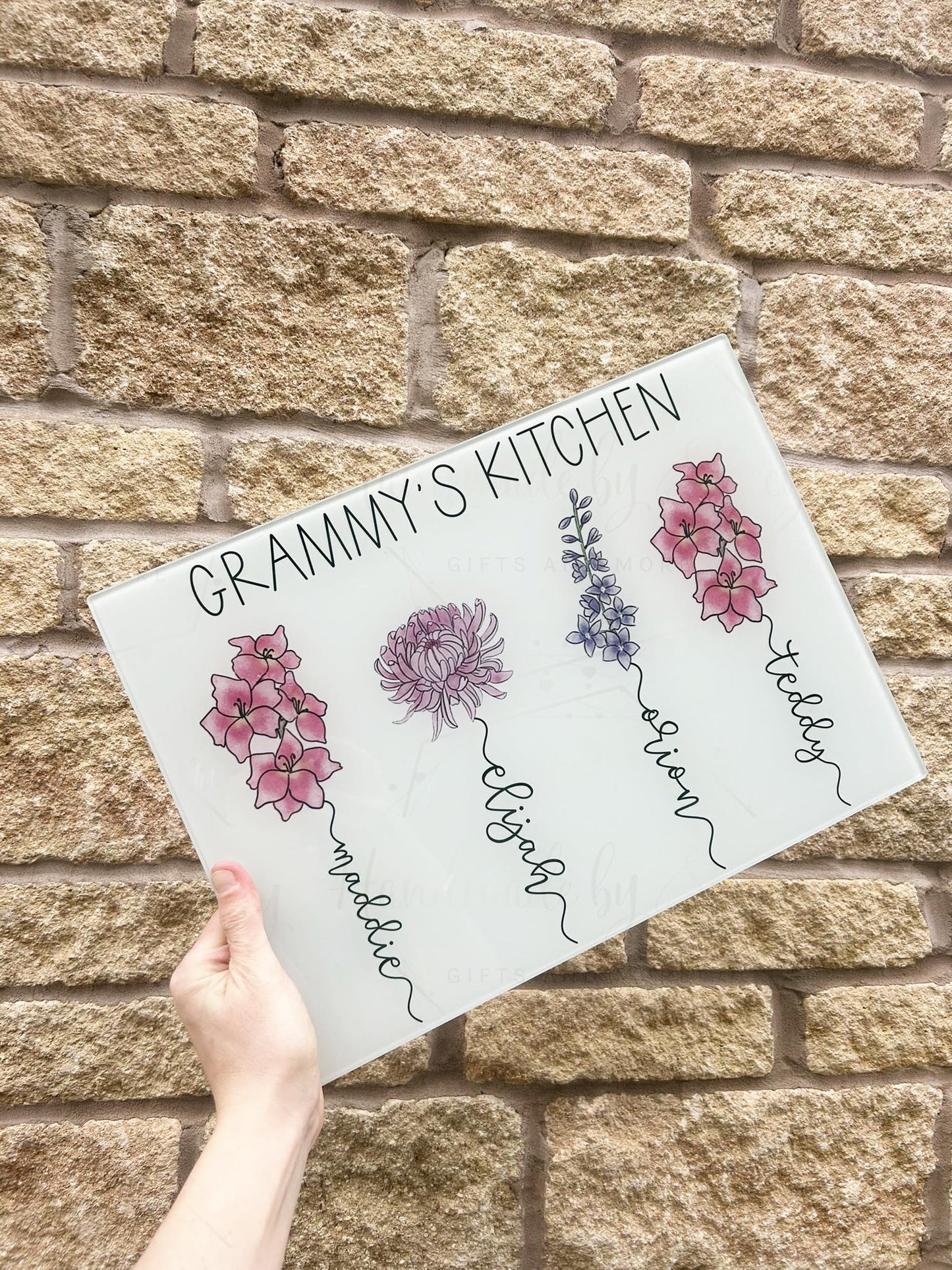 Personalised Birth Flower Glass Chopping Board