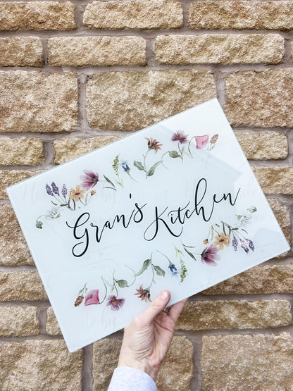 Personalised Wildflower Chopping Board