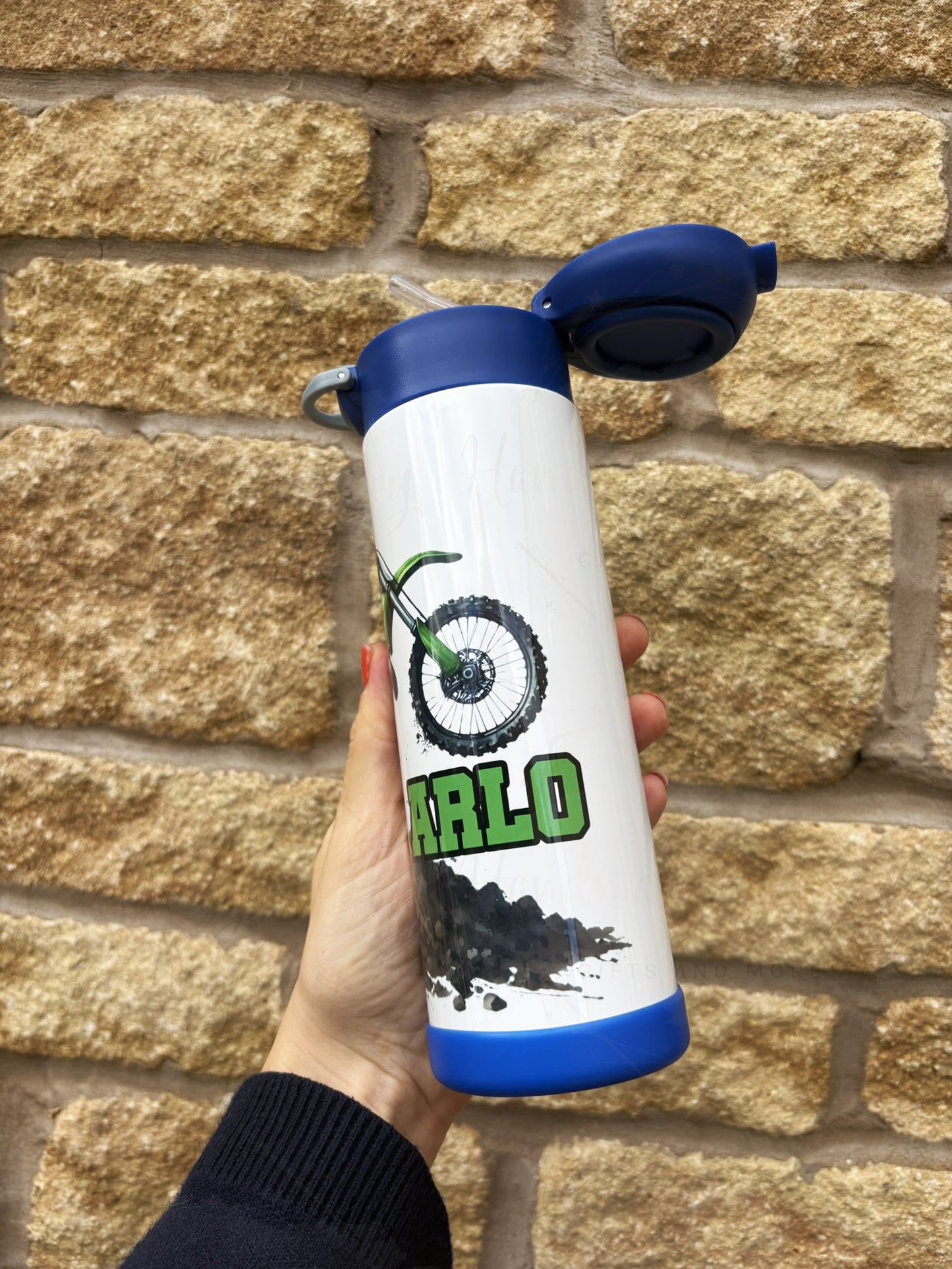 Personalised Dirt Bike Stainless Steel Water Bottle