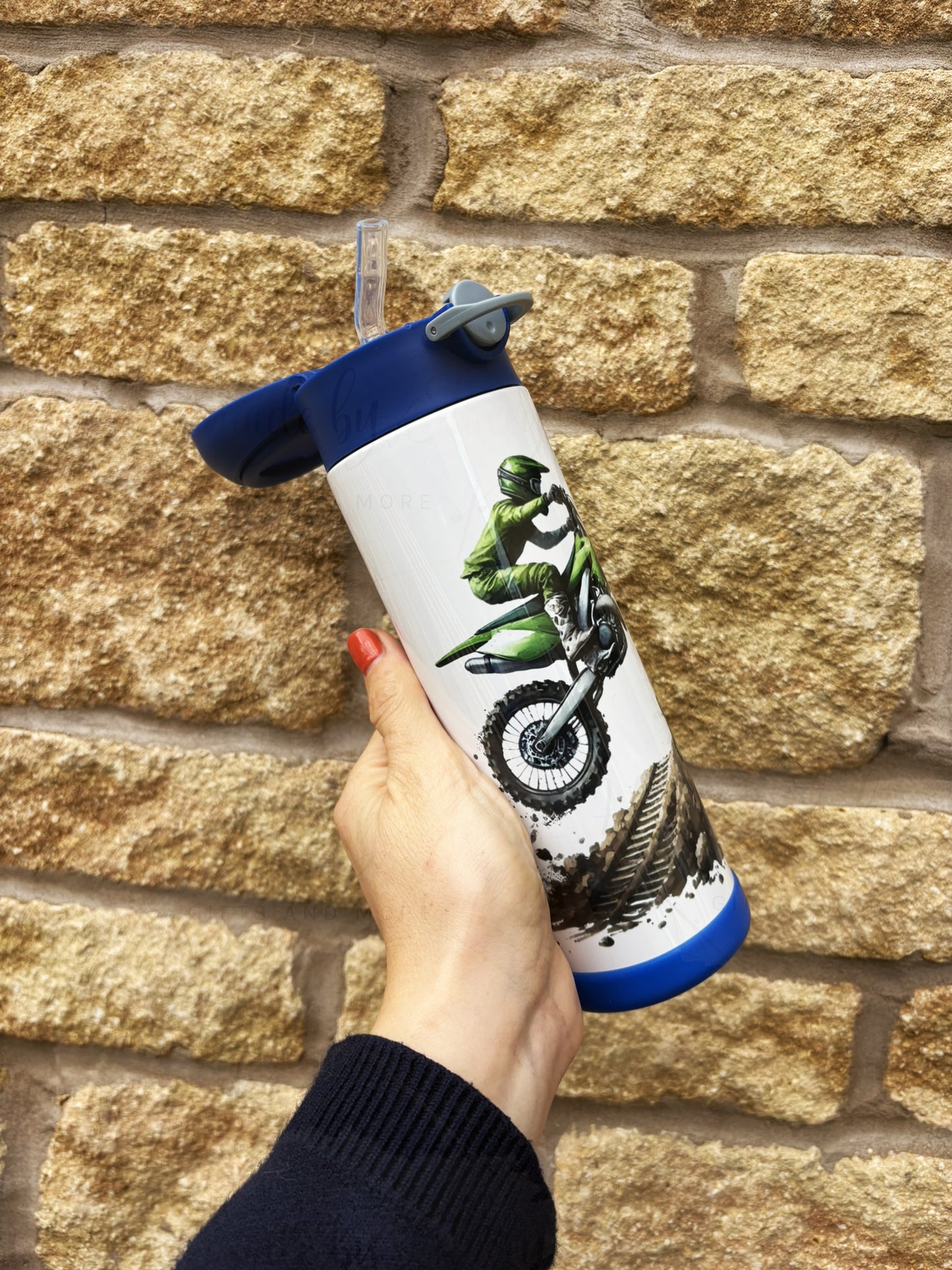 Personalised Dirt Bike Stainless Steel Water Bottle