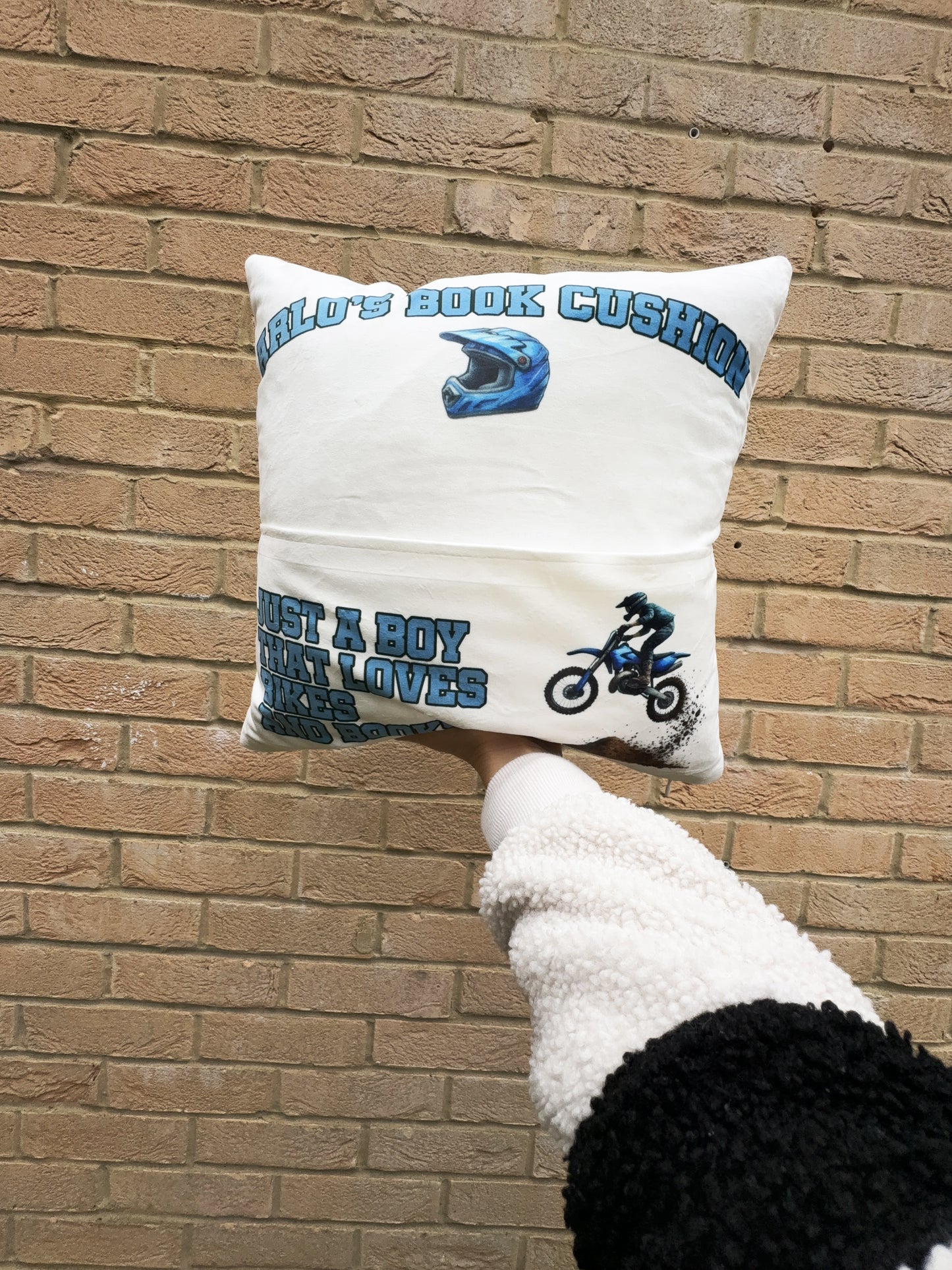 Personalised Motorcross Book Cushion