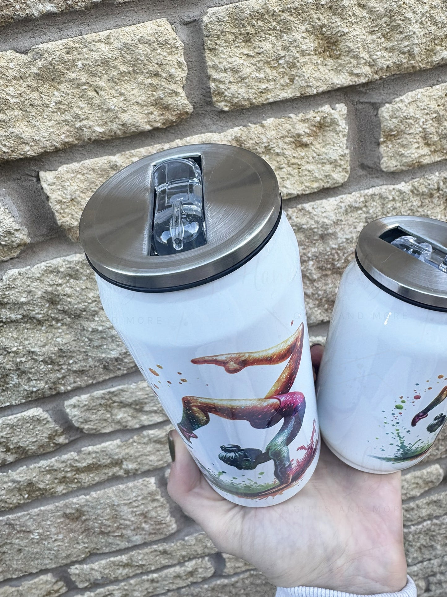 Personalised Girls Gymnast Stainless Steel Can with Straw - Two Sizes Editable Text