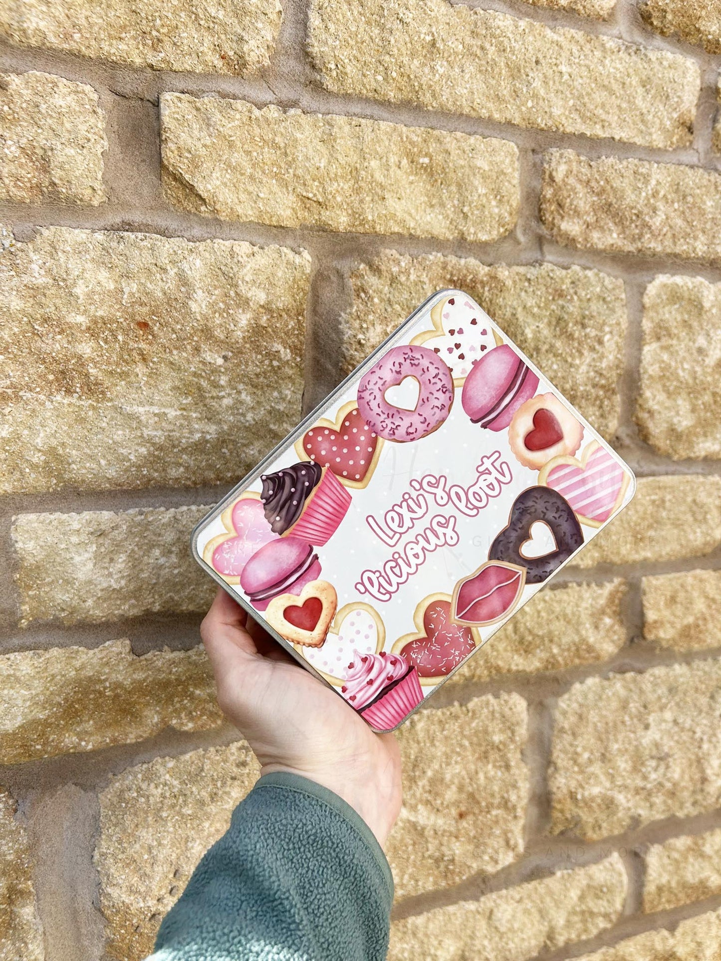 Personalised Novelty Pink Biscuit Metal Tin