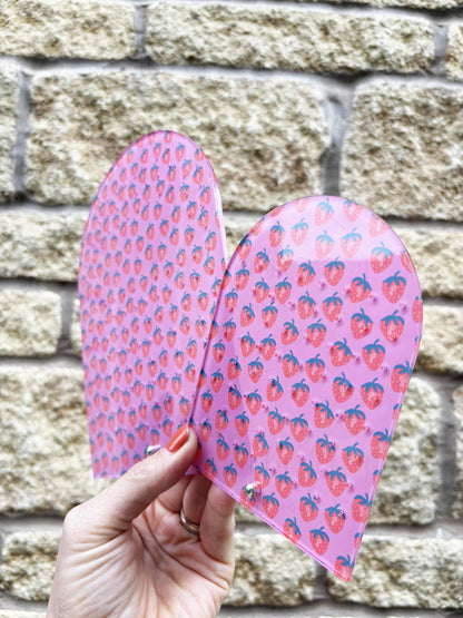Personalised Pink Strawberry Print Acrylic Earring Stand