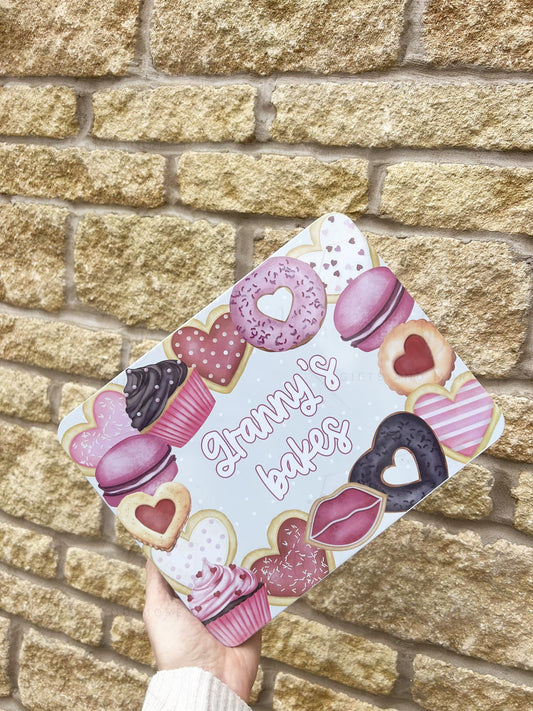 Personalised Novelty Pink Biscuit Metal Tin