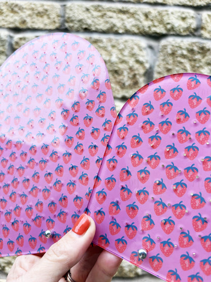 Personalised Pink Strawberry Print Acrylic Earring Stand