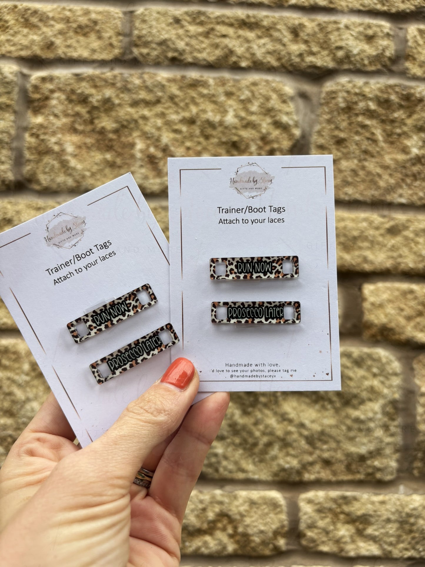 Personalised Acrylic Shoe Trainer Boot Tags, Pink Design