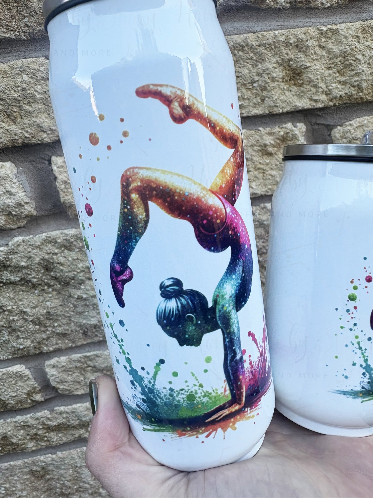 Personalised Girls Gymnast Stainless Steel Can with Straw - Two Sizes Editable Text