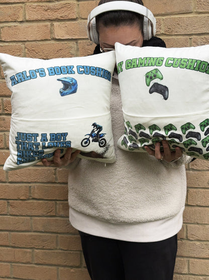 Personalised Motorcross Book Cushion